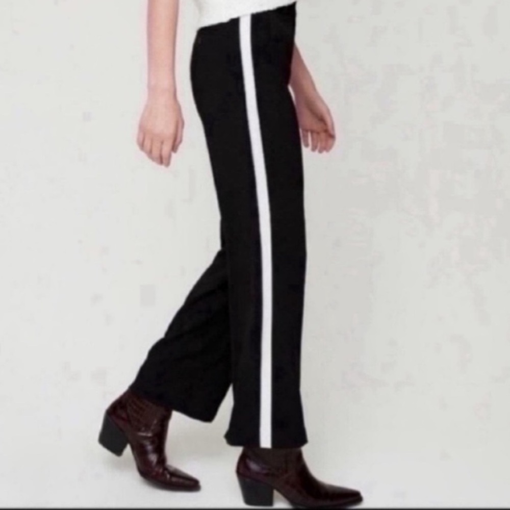 Aritzia Black trousers with White Stripe